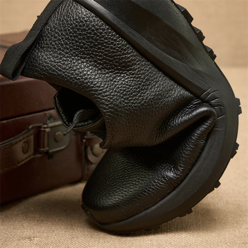 Layer Cowhide Pigskin Lining Rubber Sole Leather Shoes