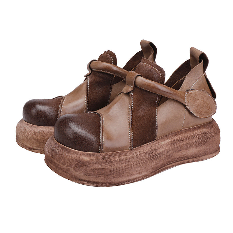 Women's Ancient Times Genuine Inside Outside Round Toe Thick Casual Shoes