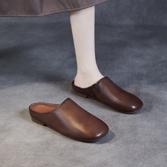 Toe Cowhide Outdoor Low Soft Flat Bottom Sandals