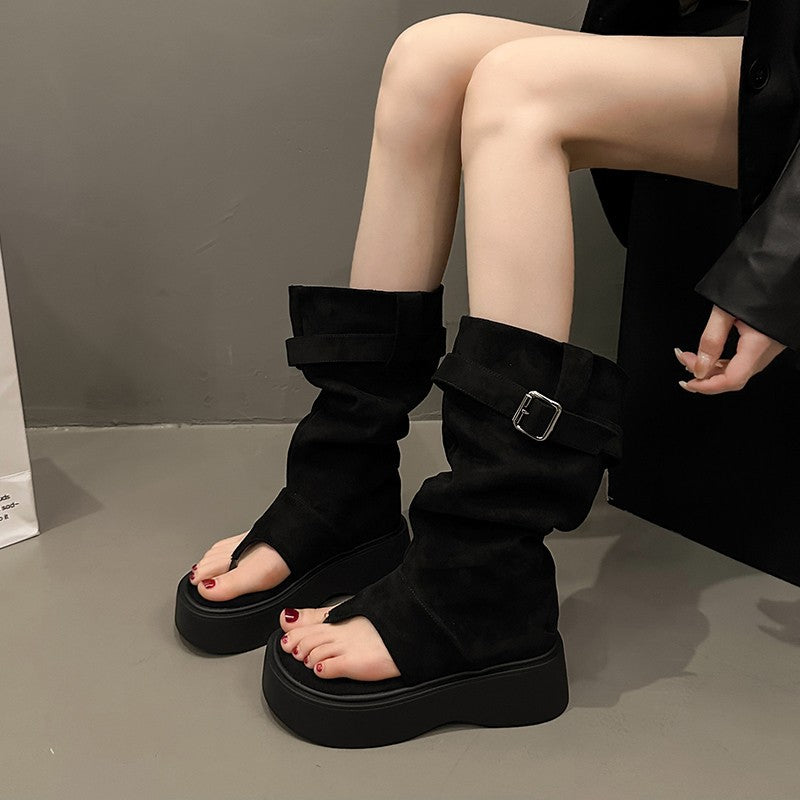 Thick-soled Flip-flops Summer Height Increasing Tube Sandals