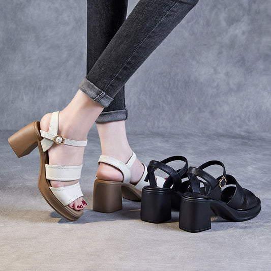Women's Fashion Chunky Summer Strap Comfortable Waterproof Heels