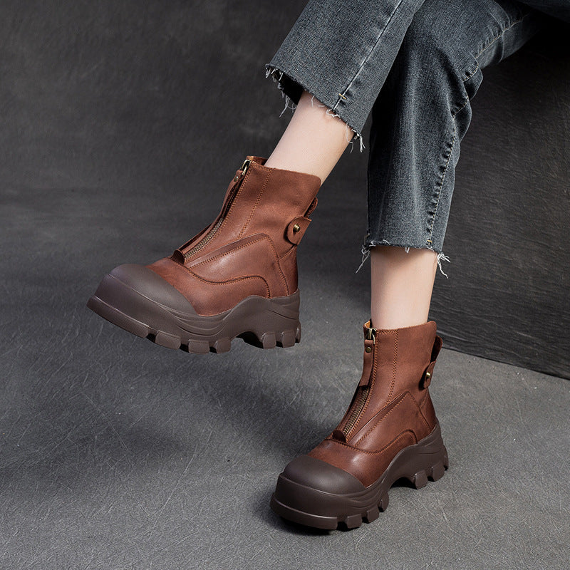 Women's First Layer Cowhide Platform Knight Fashion Boots