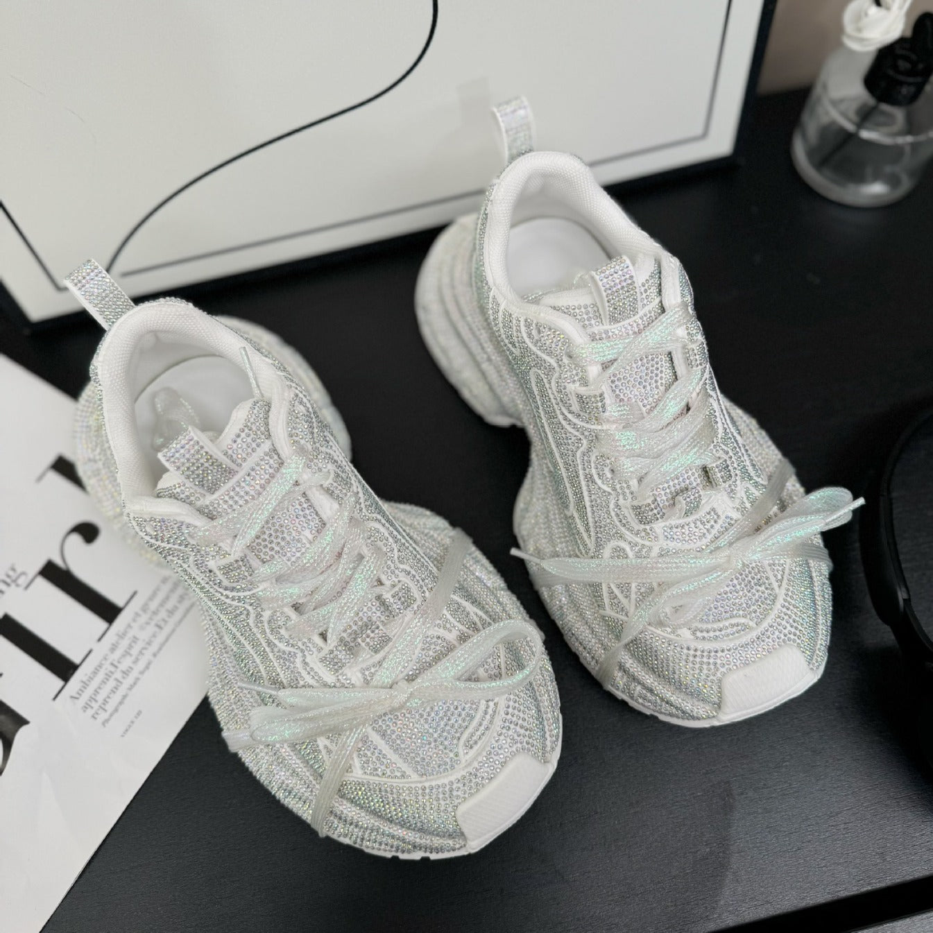 Women's Starry Rhinestone Platform Dad Spring Fashionable Casual Shoes
