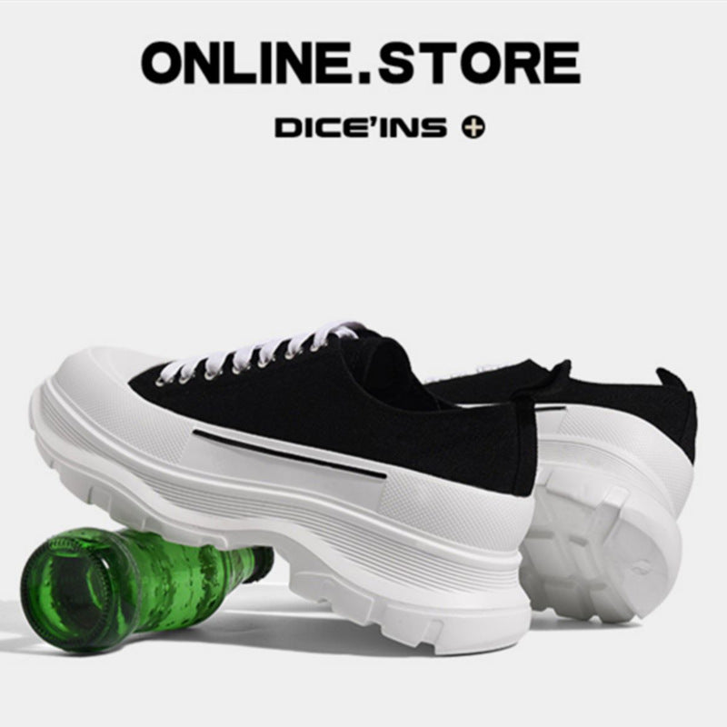 Women's & Men's Mcqueen Platform Sports White Dad Muffin Canvas Shoes