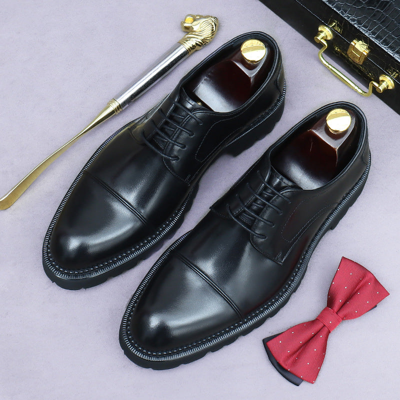Men's Suit Height Increasing Commuter Style Three Leather Shoes