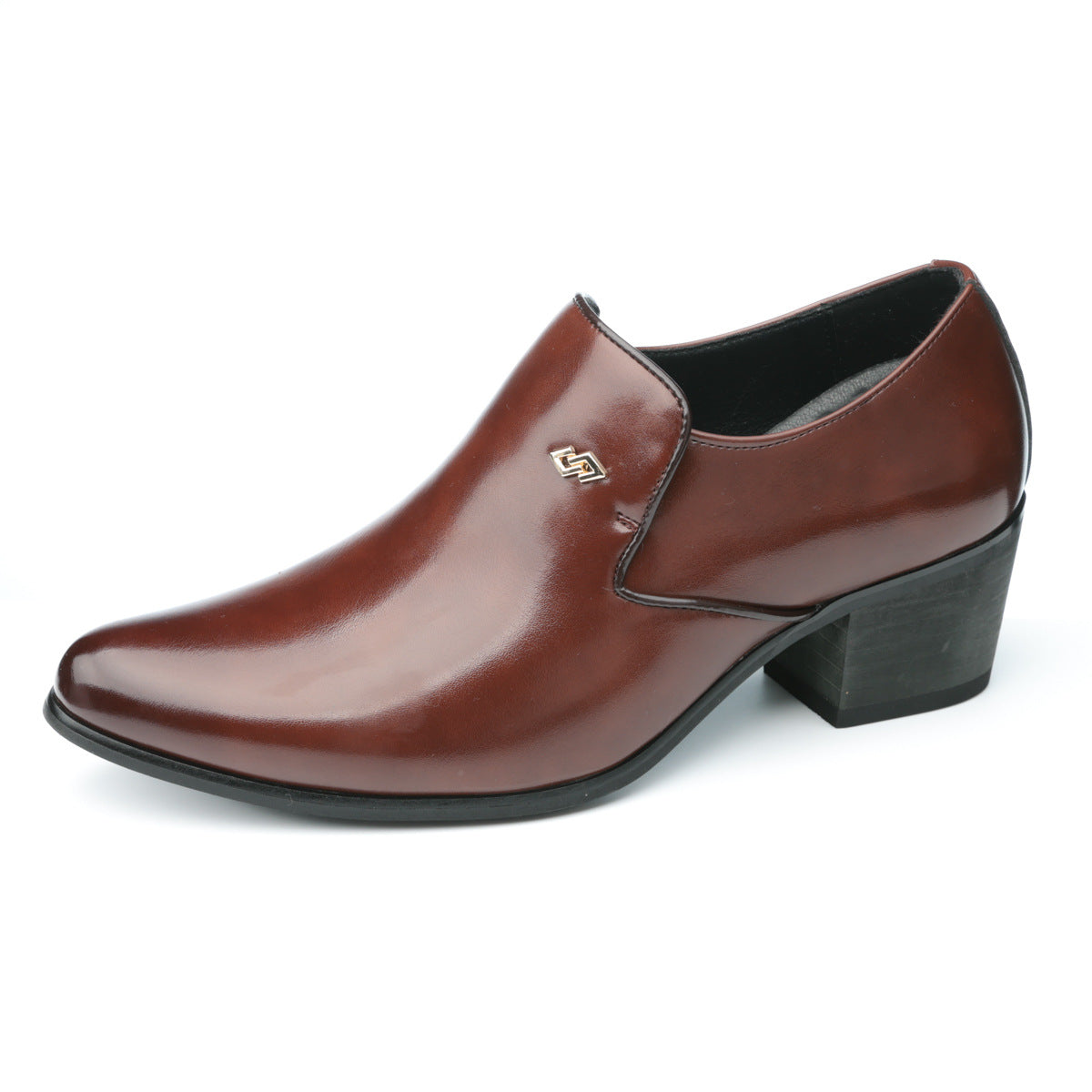Men's Cuban Height Increasing Fashion Slip-on High Banquet Heels