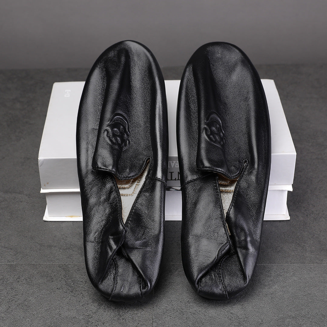 Men's Folding Portable Skull Wallet Soft Bottom Loafers