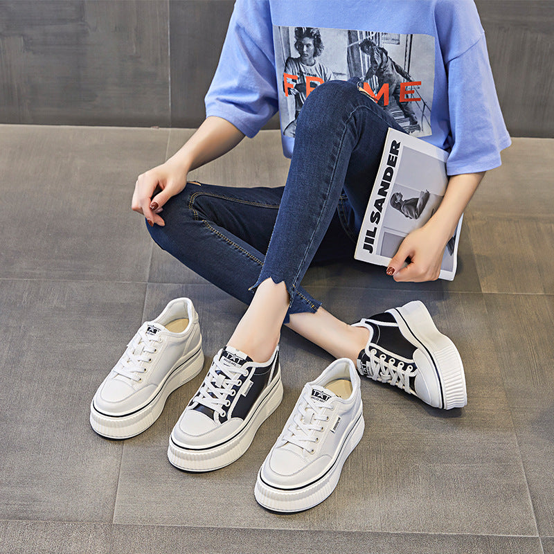 Women's Summer Black Panda Thick Bottom Height Increasing Insole Women's Casual Shoes