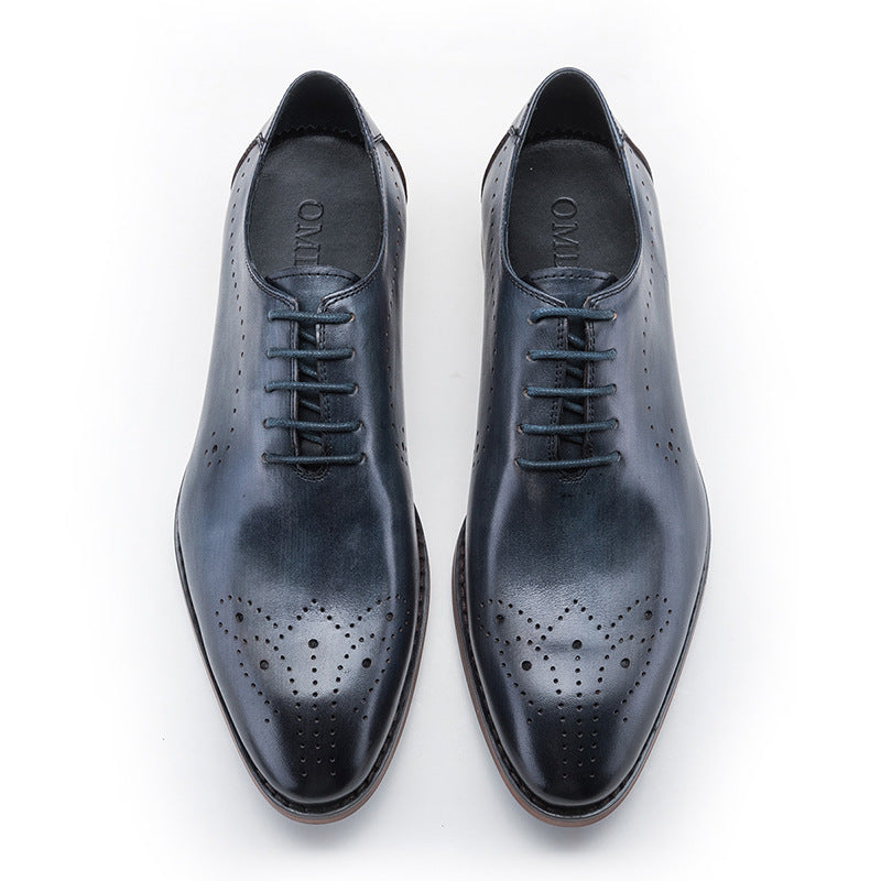 Men's Wear Top Layer Calf Green Round Toe Sneakers