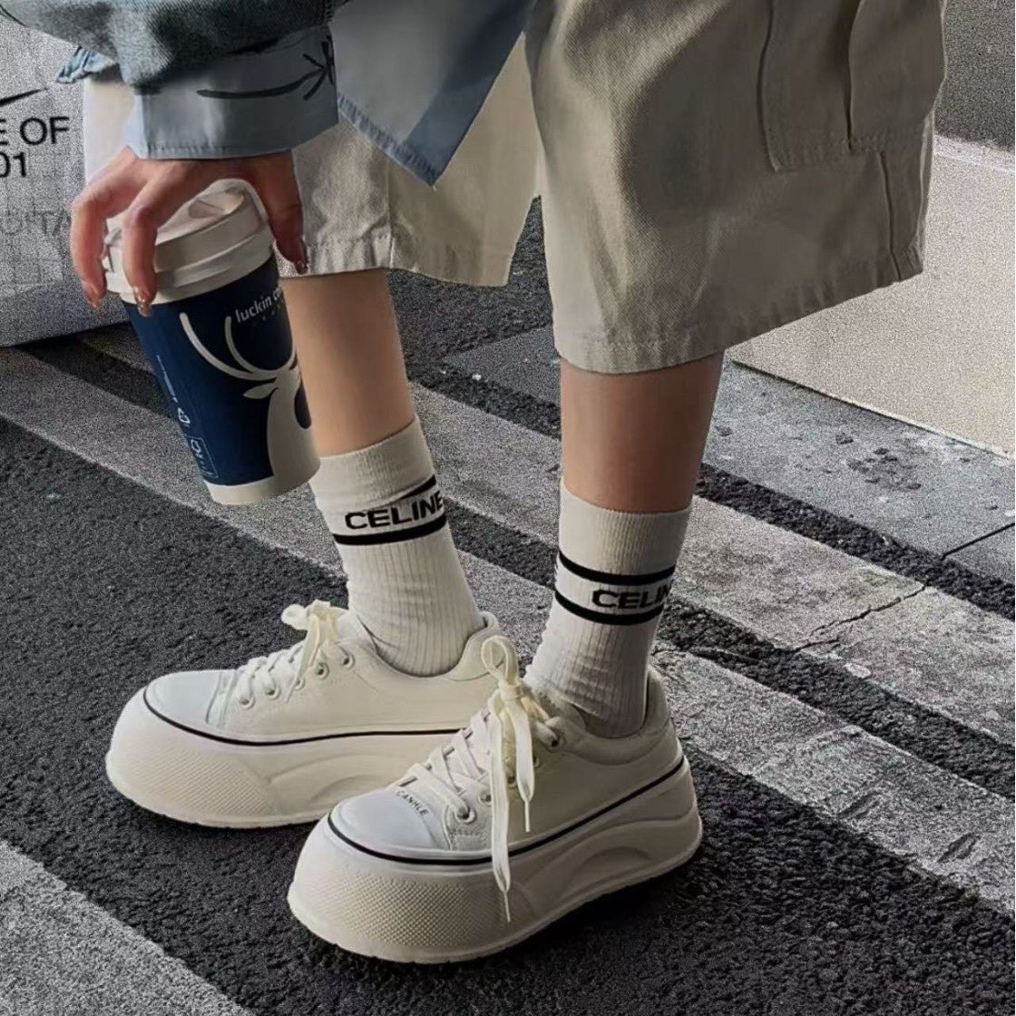 Women's European Goods Genuine Platform Board Autumn White Casual Shoes