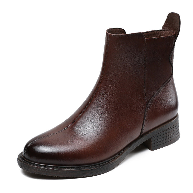 Women's Genuine Retro Chunky Autumn Chelsea Ankle Boots