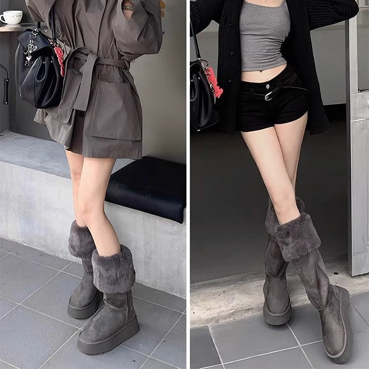 Knee-high Female Winter Platform Fleece-lined Thicker Snow Boots