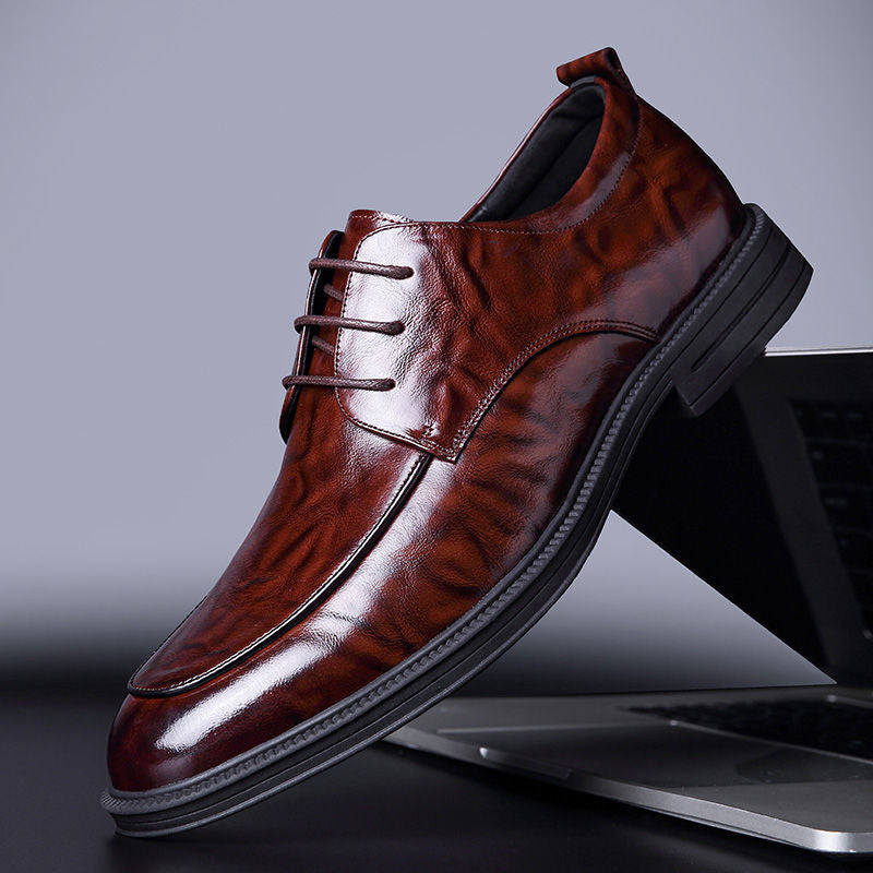 Men's Height Increasing Genuine Breathable British Style Men's Business Leather Shoes