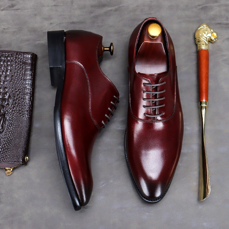 Men's Genuine Cattlehide Surface Low Cut Cowhide Handmade Formal Wear Leather Shoes