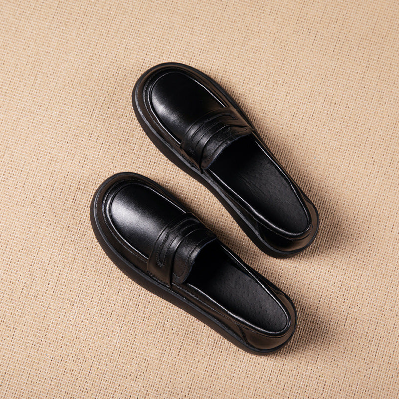 Layer Cowhide Slip-on Flat Commuter Pumps Loafers