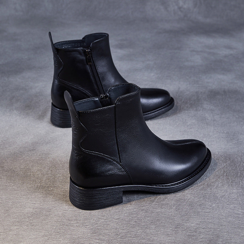 Women's Genuine Retro Chunky Autumn Chelsea Ankle Boots