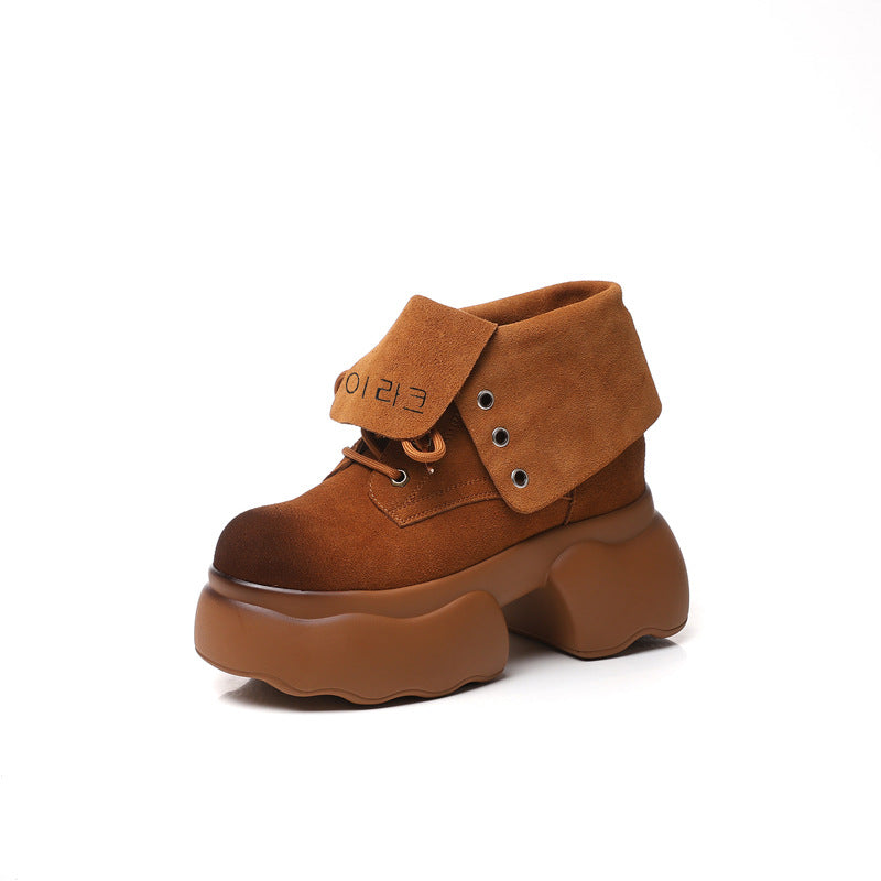 Women's Increasing Martin Autumn Genuine Retro Thick Casual Shoes
