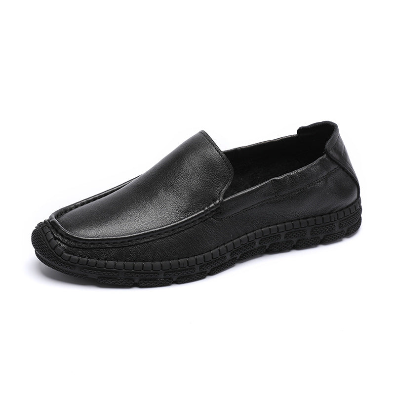 Top Solid Color Round Head Sewing First Layer Loafers