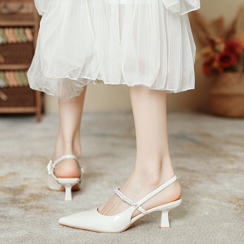 Women's For Summer Fairy Sexy Fashion Stiletto Rhinestone Word Heels