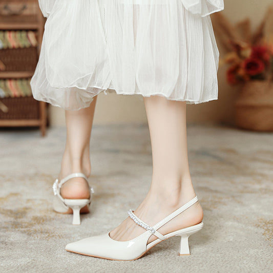 Women's For Summer Fairy Sexy Fashion Stiletto Rhinestone Word Heels