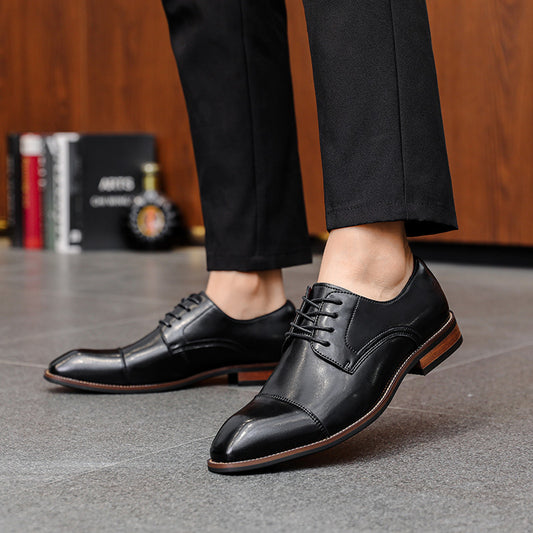 Men's Spring Business Formal Genuine Three Connector Leather Shoes
