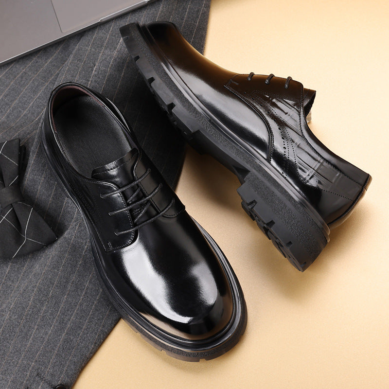 Men's Commuter Thick-soled First Layer Cowhide High-grade Leather Shoes