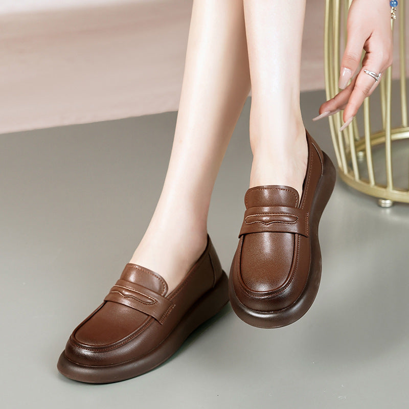 Women's Bottom Flat One Pedal Spring Round Toe Loafers