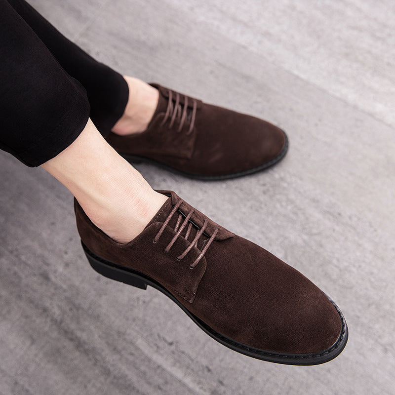 Men's Frosted Suede Club Hairdresser Height Increasing Insole Leather Shoes