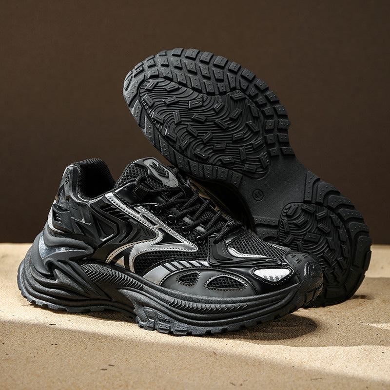 Men's Black Armor Dad Korean Versatile Platform Casual Shoes