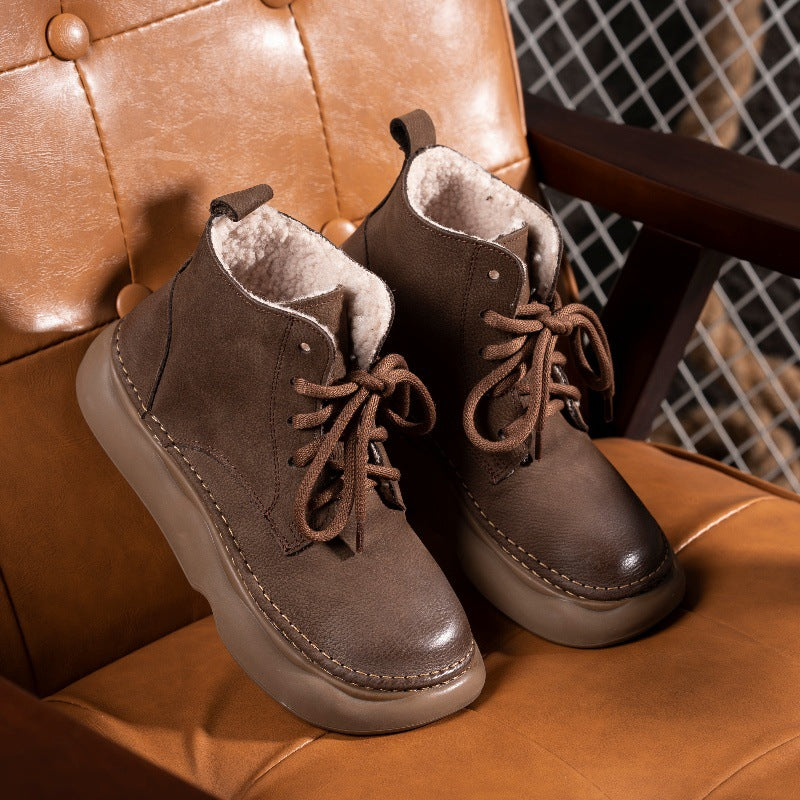 Women's Fleece Lining Short For Handmade Cotton Linen Boots