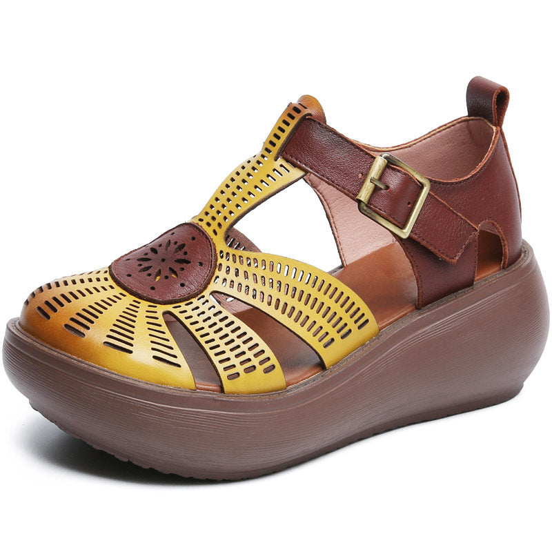 Women's Summer Hollow Hole Color Matching Ethnic Sandals