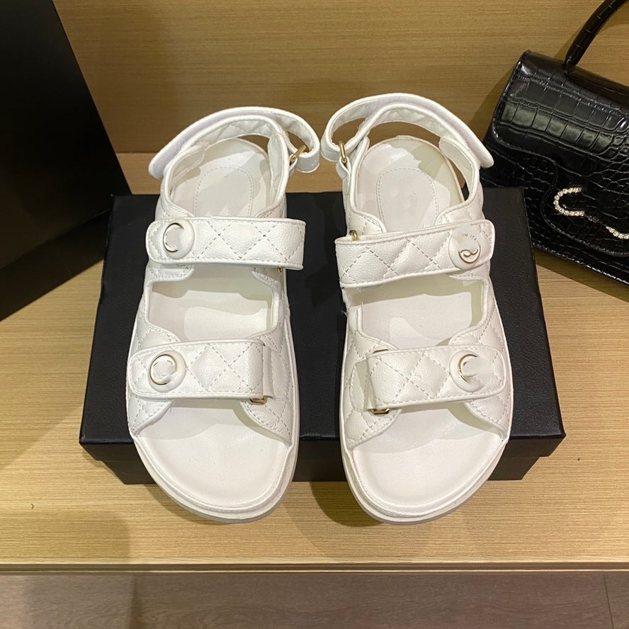 Women's Style Correct Logo Velcro Platform Retro Gel Beach Sandals