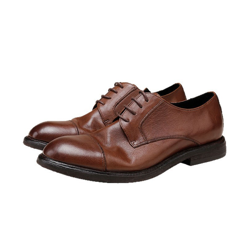 Men's Outsole Washed-out Vintage Formal Wear Classic Pointed Leather Shoes