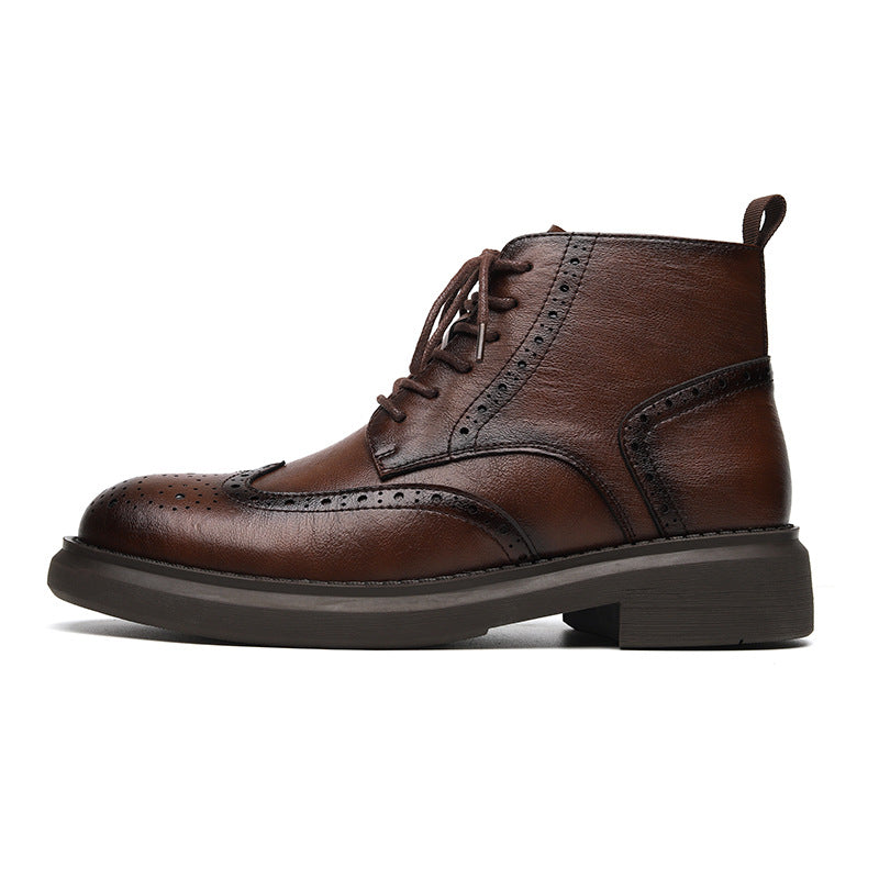 Head Ankle Solid Color Vamp Matching Thick Boots