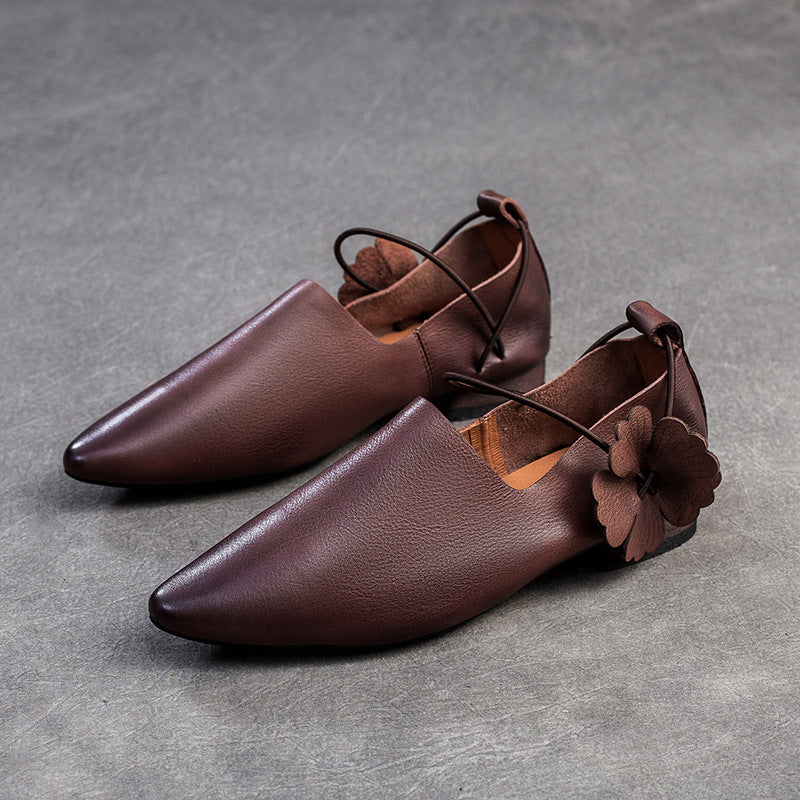Women's & Men's Shu Autumn Vintage Flower Pointed Four Men's Shoes