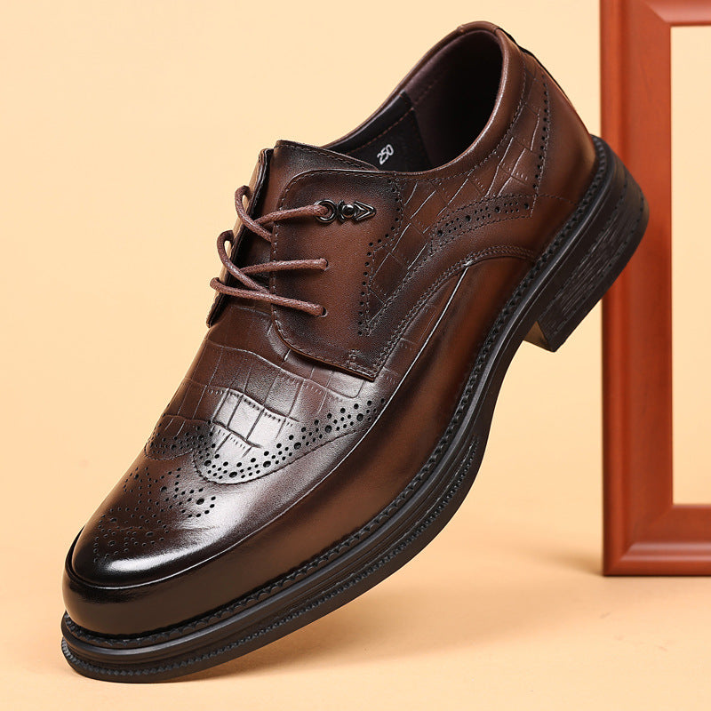 Men's Autumn First Layer Cowhide Formal Wear Wedding Men's Business Leather Shoes