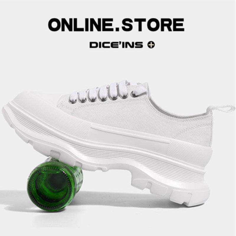 Women's & Men's Mcqueen Platform Sports White Dad Muffin Canvas Shoes