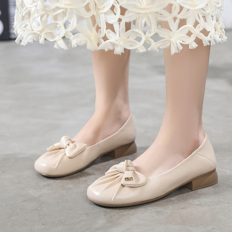 Women's Summer Shallow Mouth Round Head Slip-on Casual Shoes