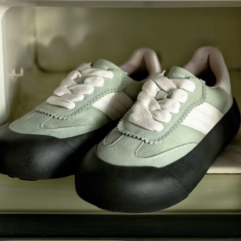Women's White Puffy Platform Fat German Training Women's Casual Shoes