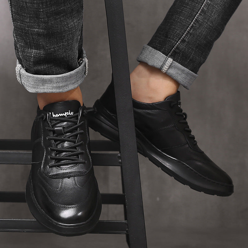 Men's Durable Versatile White Autumn Tide Leather Shoes