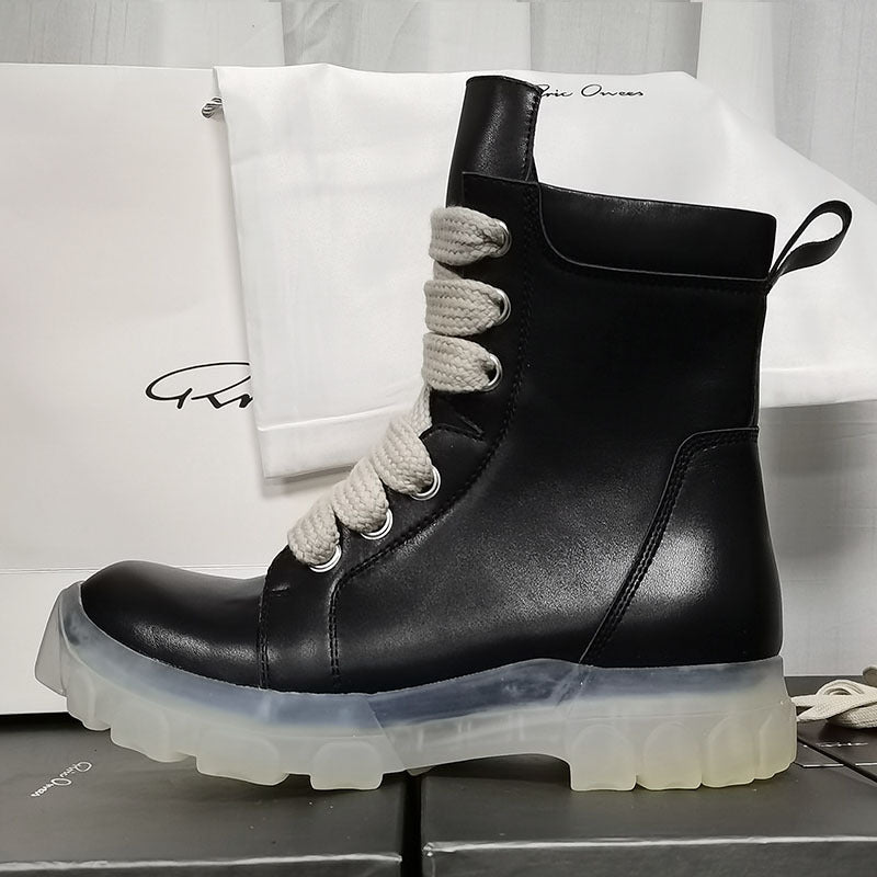 Men's Round Head Thick Sole Increased Lace Boots