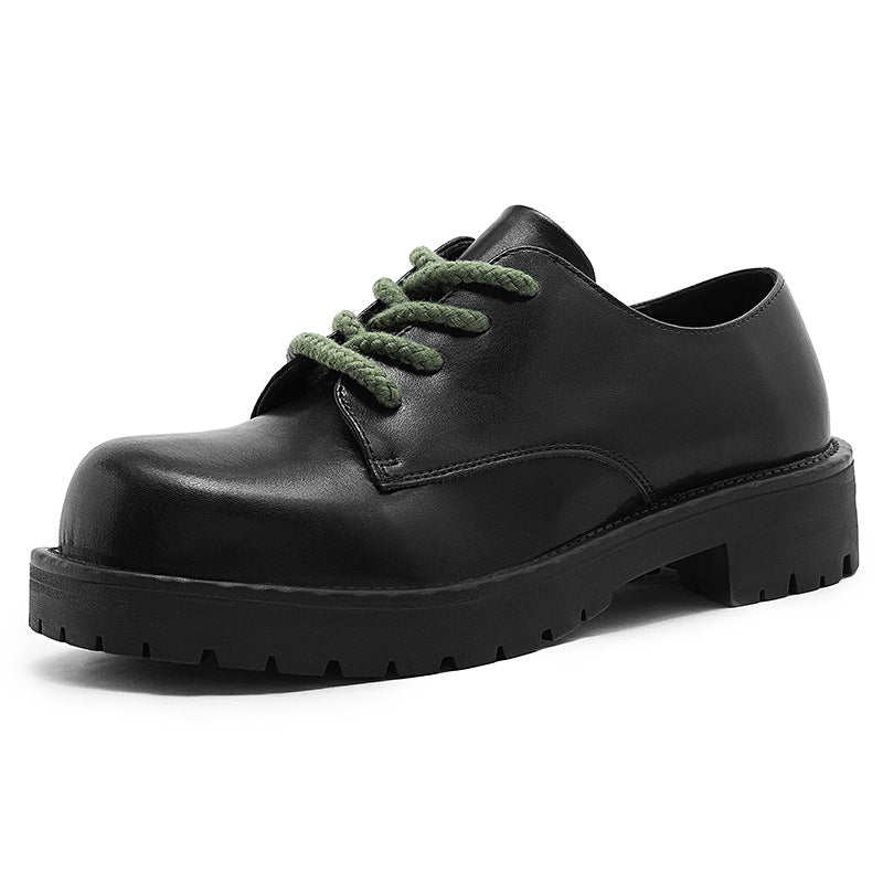 Men's Round Head Thick Bottom Height Increasing Commuter British Leather Shoes