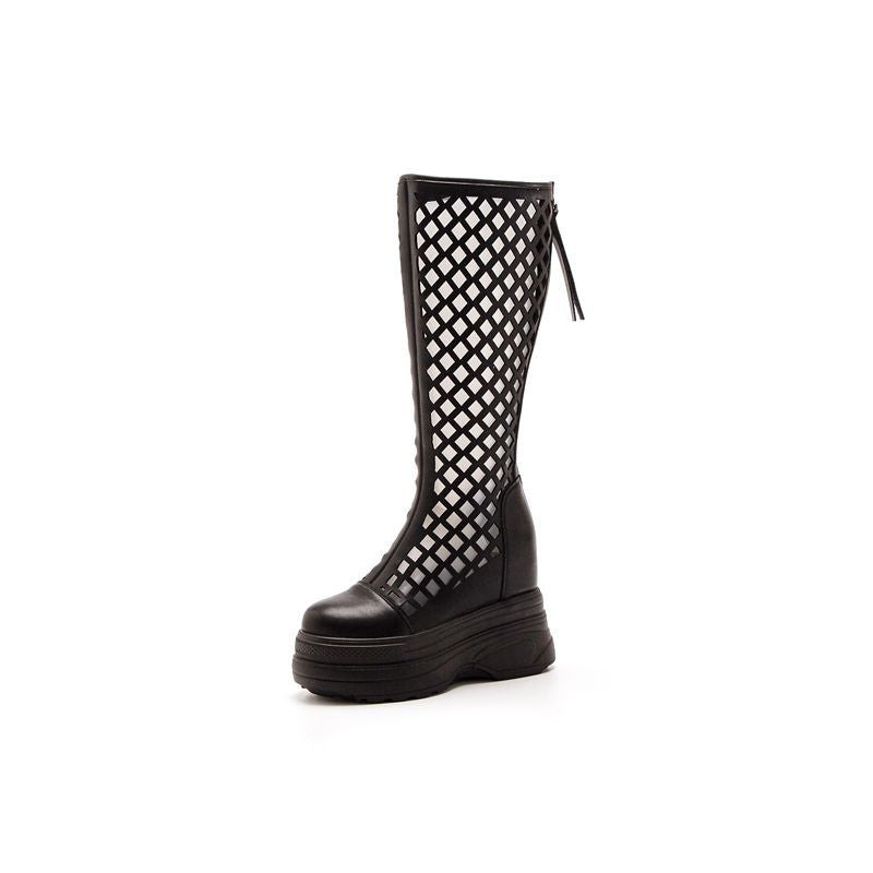 Women's Hole Height Increasing Martin Thick High-heeled Sandals