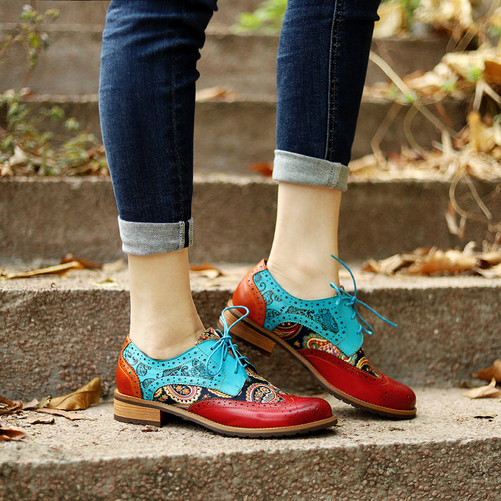 Export College Style Retro Ethnic Brogue Women's Shoes