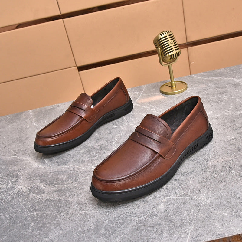 Men's Flat Peas British Style Fashion Slip-on Leather Shoes