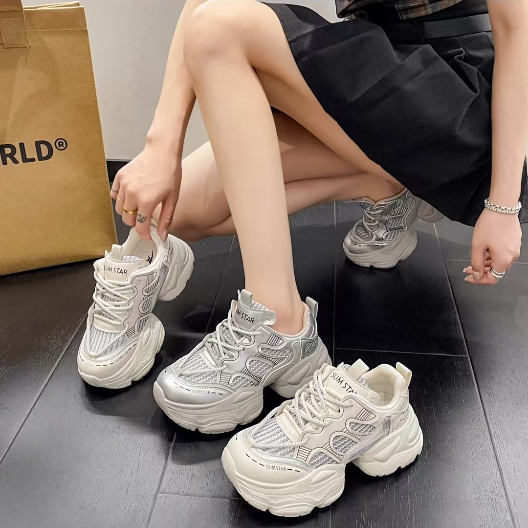 Women's Mesh Breathable Platform Dad Spring Lace Sneakers