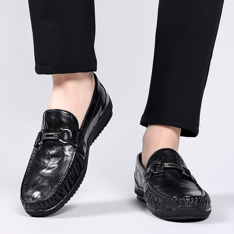 Men's Summer Sheepskin Trendy Soft Bottom Business Leather Shoes