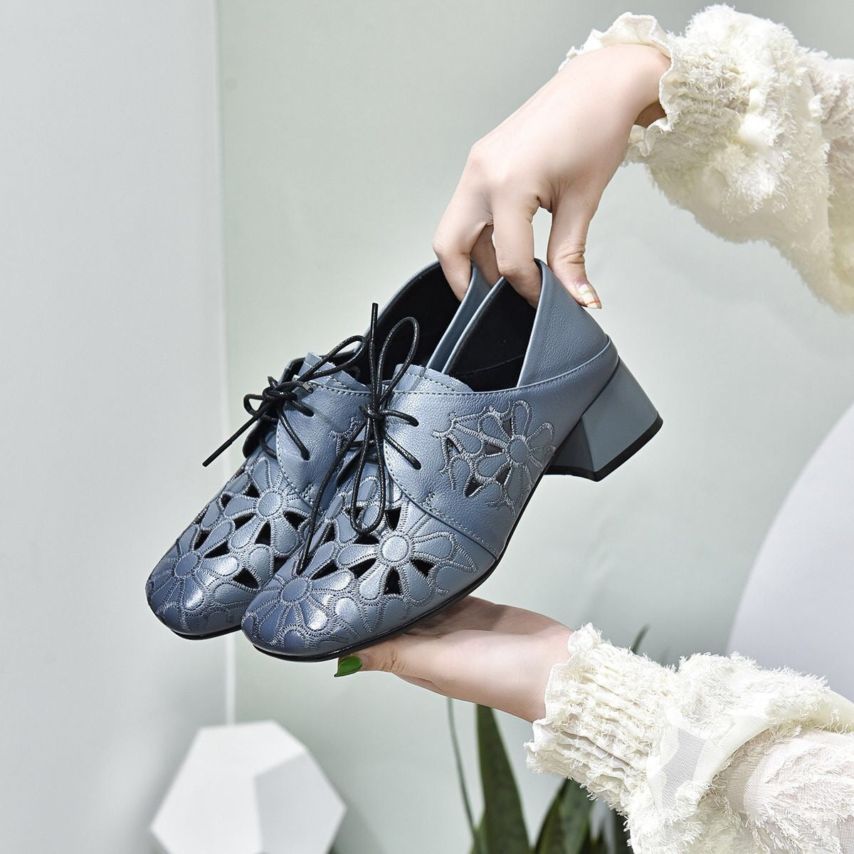 Women's Pointed Toe Chunky Low Mom Summer Women's Shoes