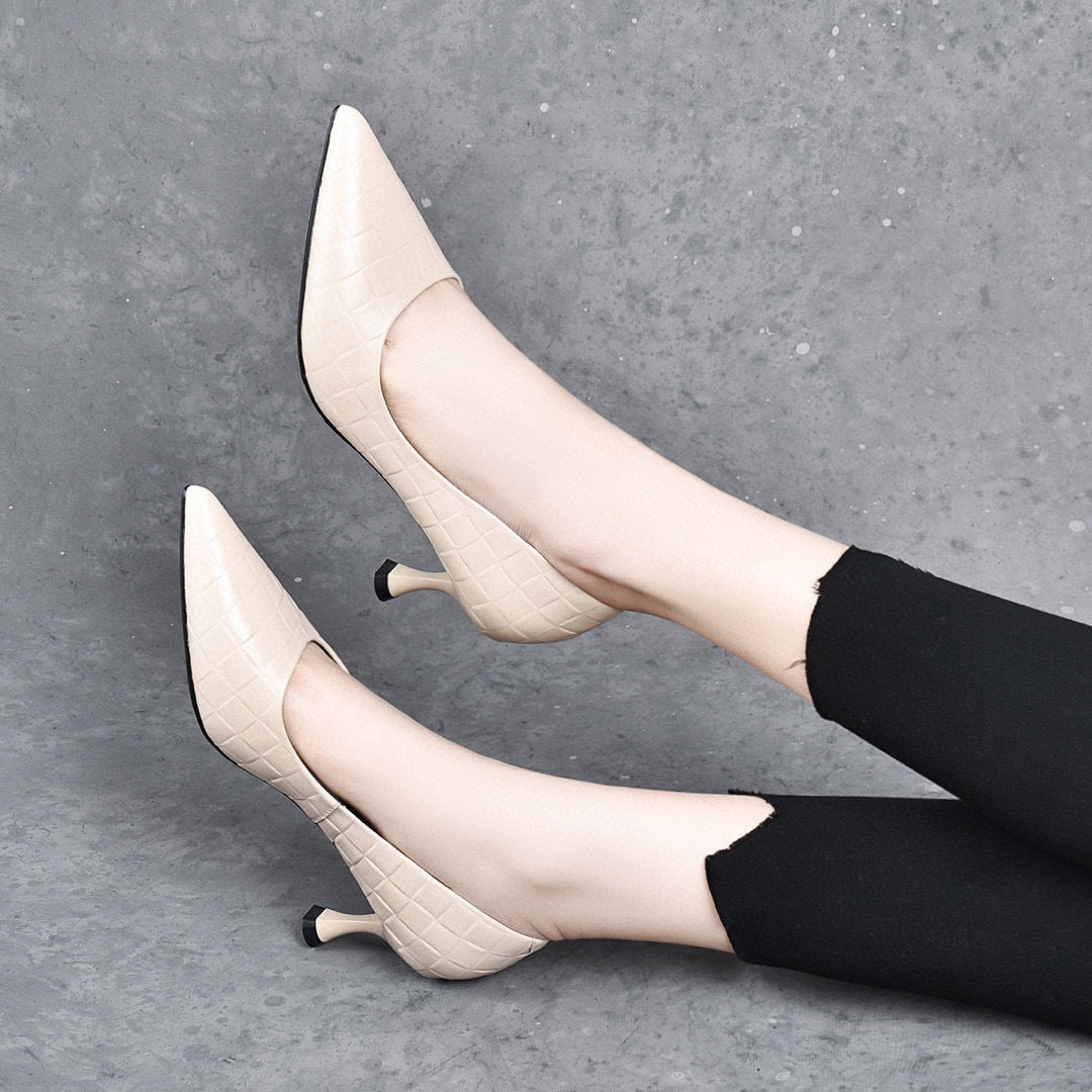 Women's High First Layer Cowhide Simple Shallow Women's Shoes