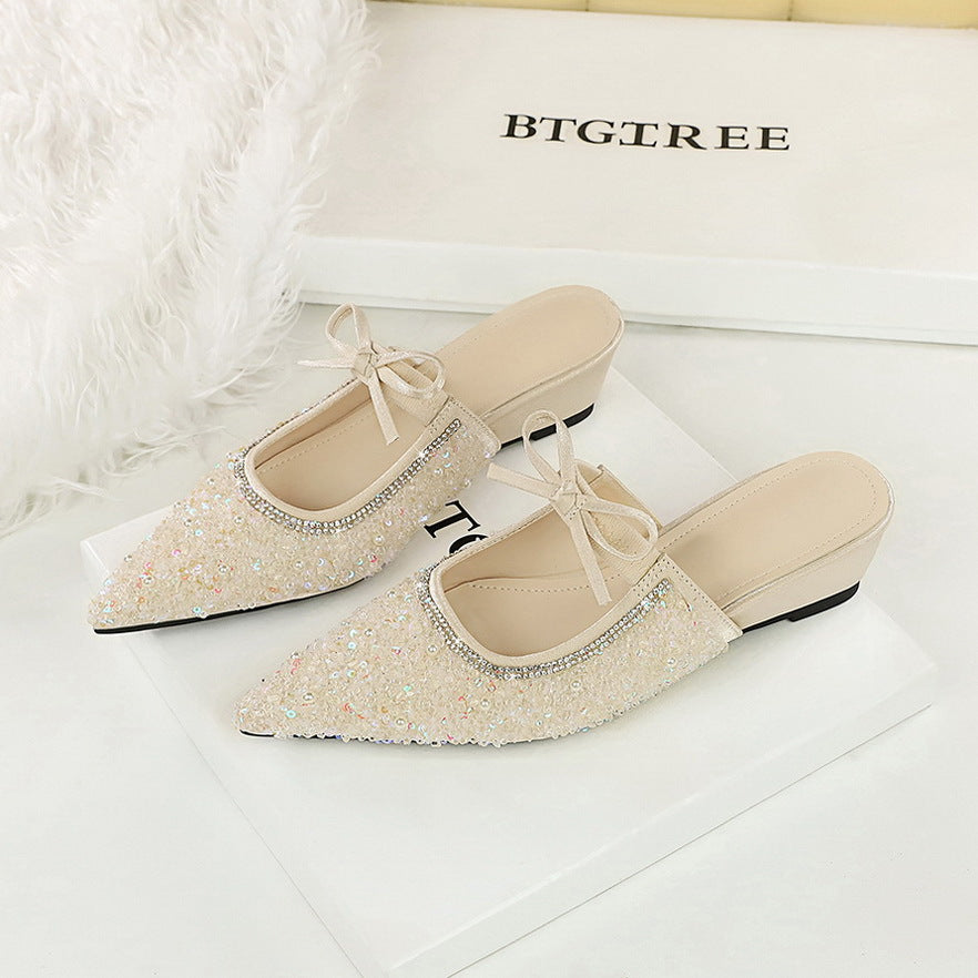 Women's Minority Pointed Toe Rhinestone Cap Outer Wear Heels